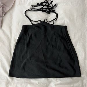 Mini satin skirt with wrap around